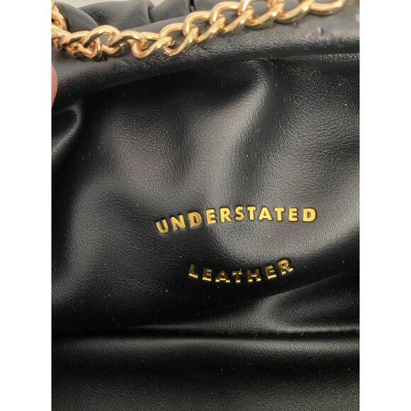 Understated LEATHER Black Formal Handbag Shoulder Chain - Picture 3 of 9